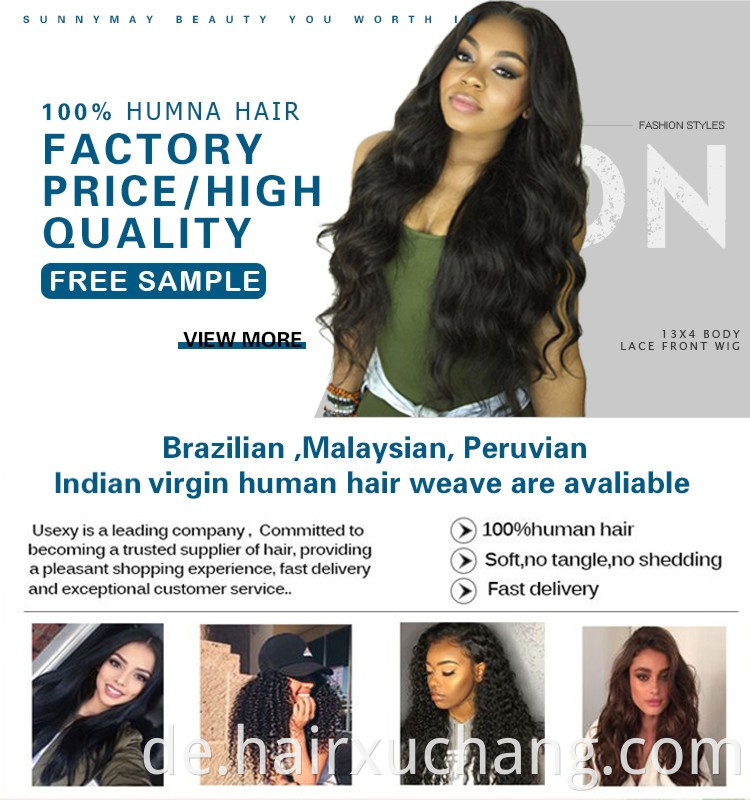 Usexy Großhandel Jungfrau Hair Anbieter Fabrikpreis Rohes indisches Haarwebebündel mit Frontal